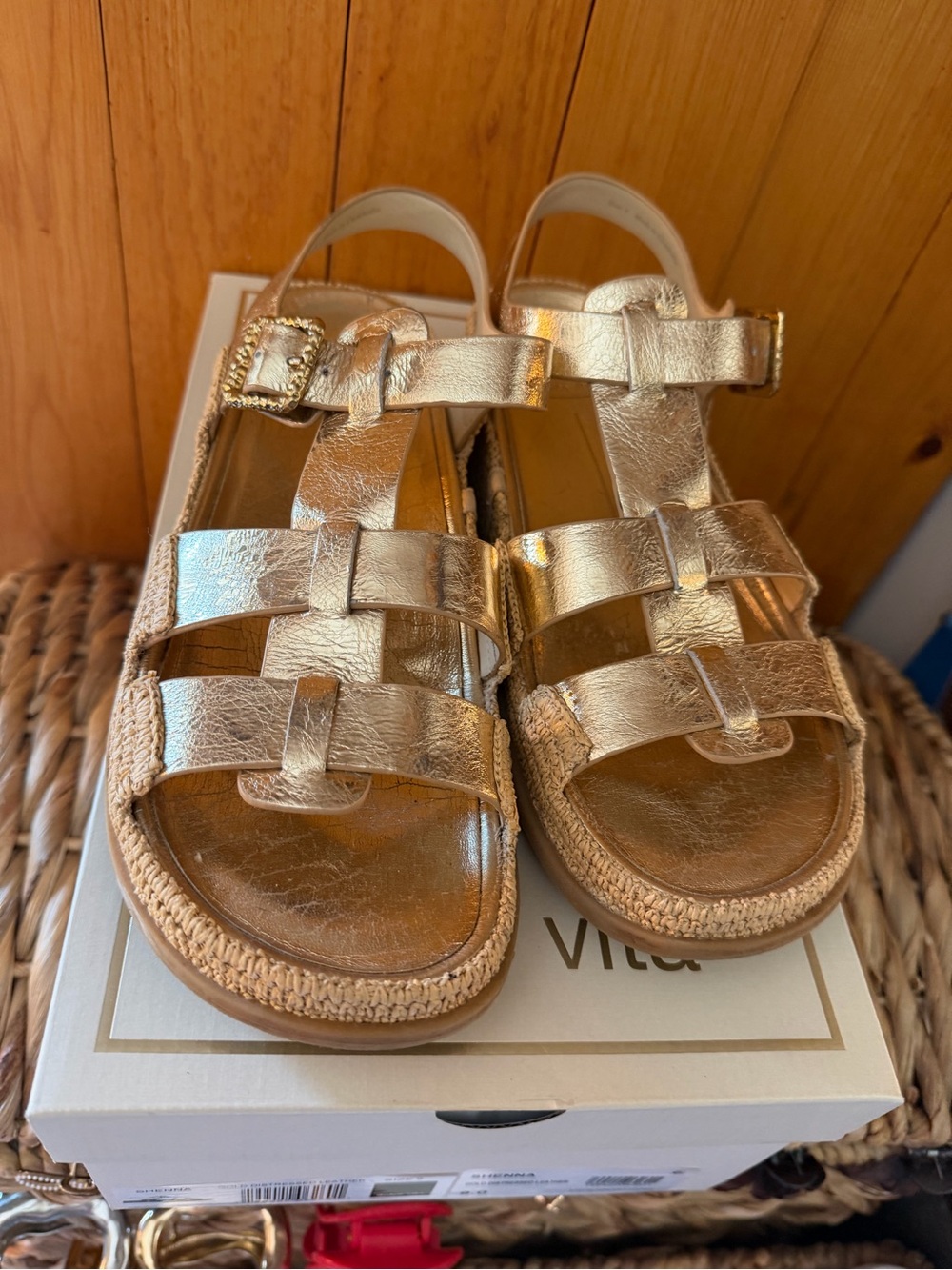 Womens dolce vita Metallic Gold Strappy Sandals Sz 9 box incl